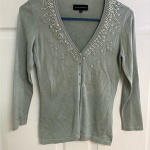 David Lawrence Mint Green Silk-Blend Cardigan